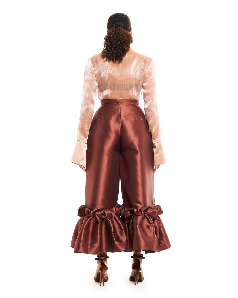 Ruby Pants- Brown X Anjie Shirt- Nude - IMAD EDUSO