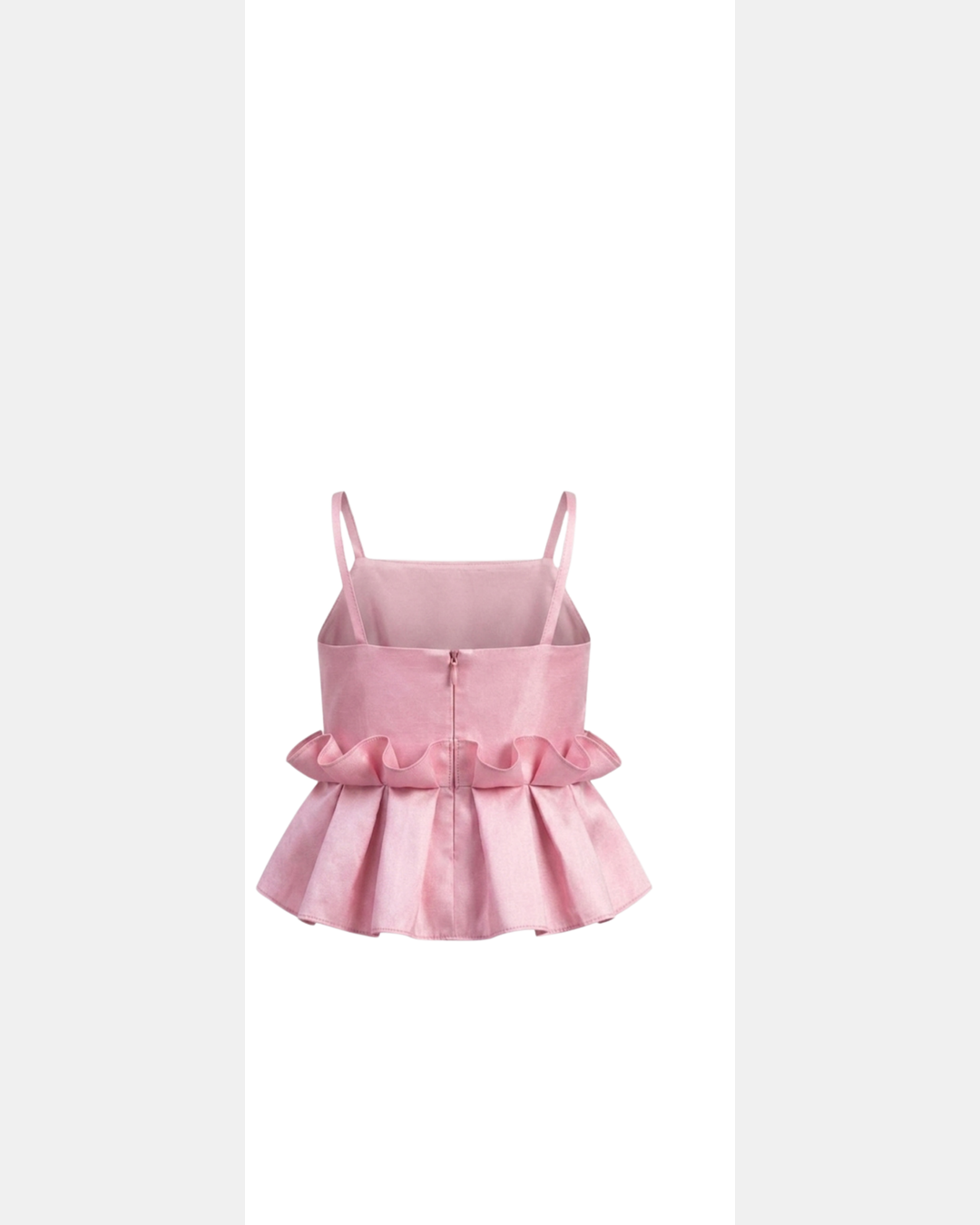 Back view of satin Peplum Top for girls in blush pink
