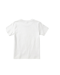 White Bàtá Tee for girls with brown drum graphic print and crew neckline by Imad Eduso Kids