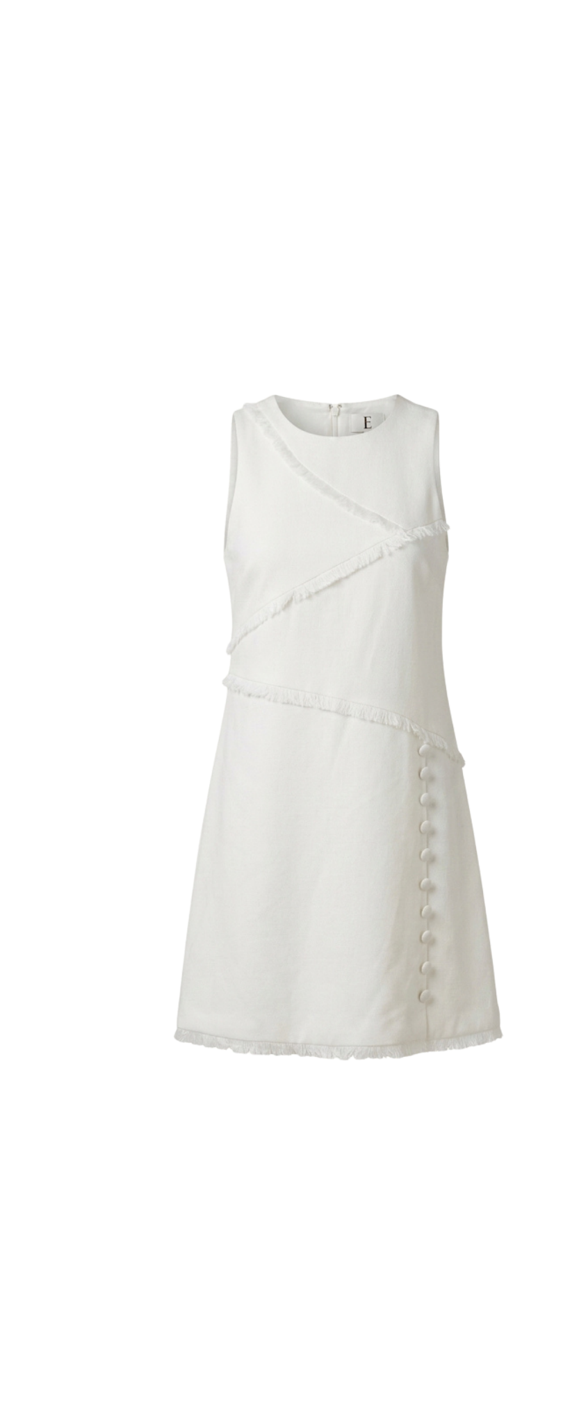 Ivory Lori Mini Dress for girls with fringe seam detailing by Imad Eduso Kids