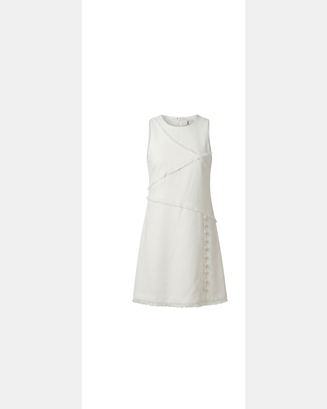 Ivory Lori Mini Dress for girls with fringe seam detailing by Imad Eduso Kids