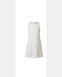 Ivory Lori Mini Dress for girls with fringe seam detailing by Imad Eduso Kids