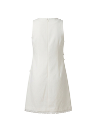 Ivory Lori Mini Dress for girls with fringe seam detailing by Imad Eduso Kids