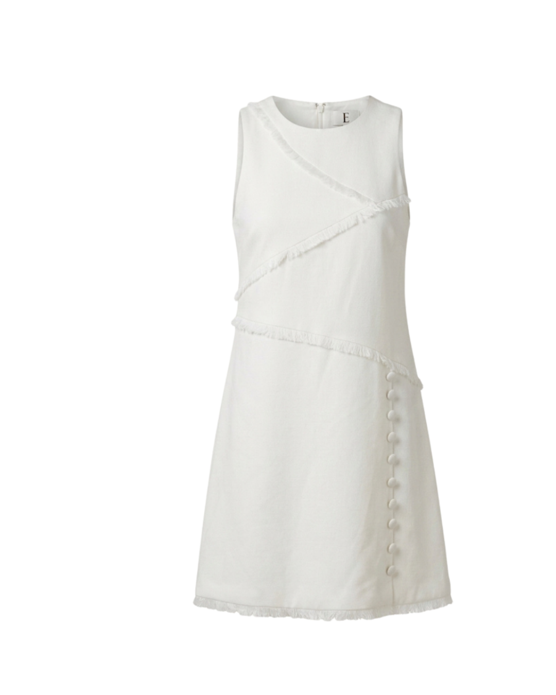 Ivory Lori Mini Dress for girls with fringe seam detailing by Imad Eduso Kids