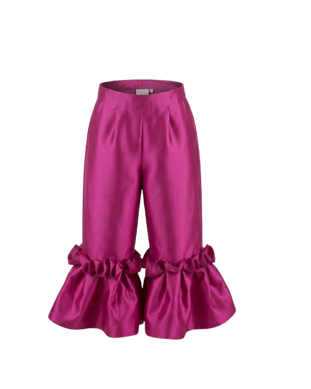 Magenta Ruby Pants for girls with dramatic ruffle hem detailing by Imad Eduso Kids