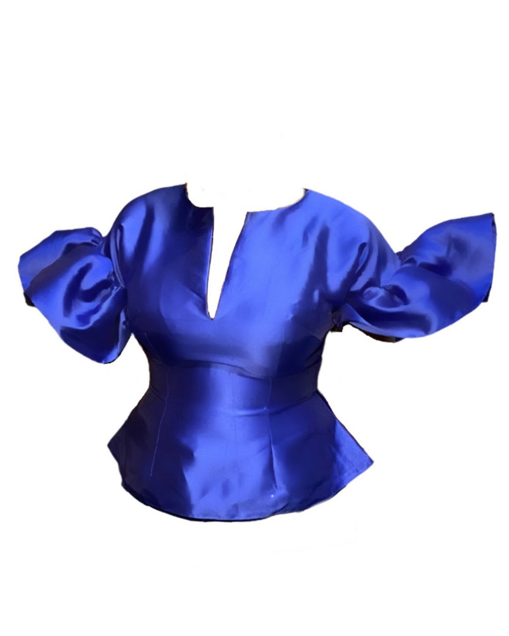 A blue top with ruffle sleeves